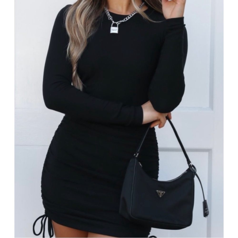 White Fox Boutique Black Ribbed Mini Dress